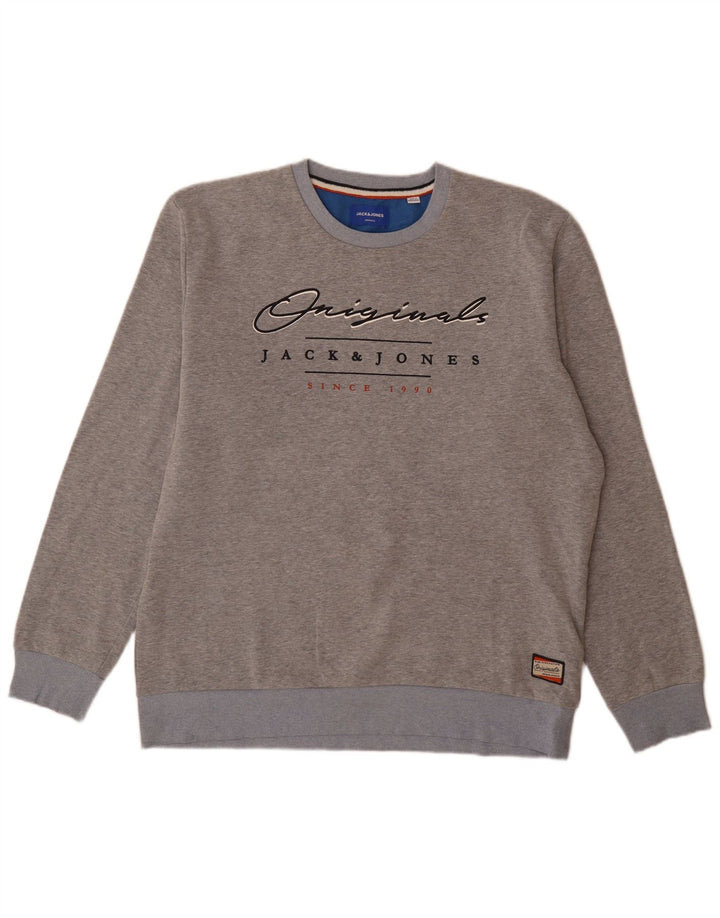 Jack & Jones Pulover cu grafic pentru bărbați, 2XL, poliester cu pături gri