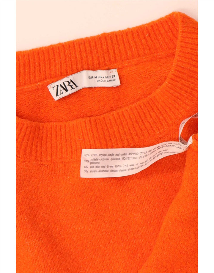 Pulover supradimensionat pentru femei Zara, cu gâtul turn, UK 14, portocaliu mediu acrilic