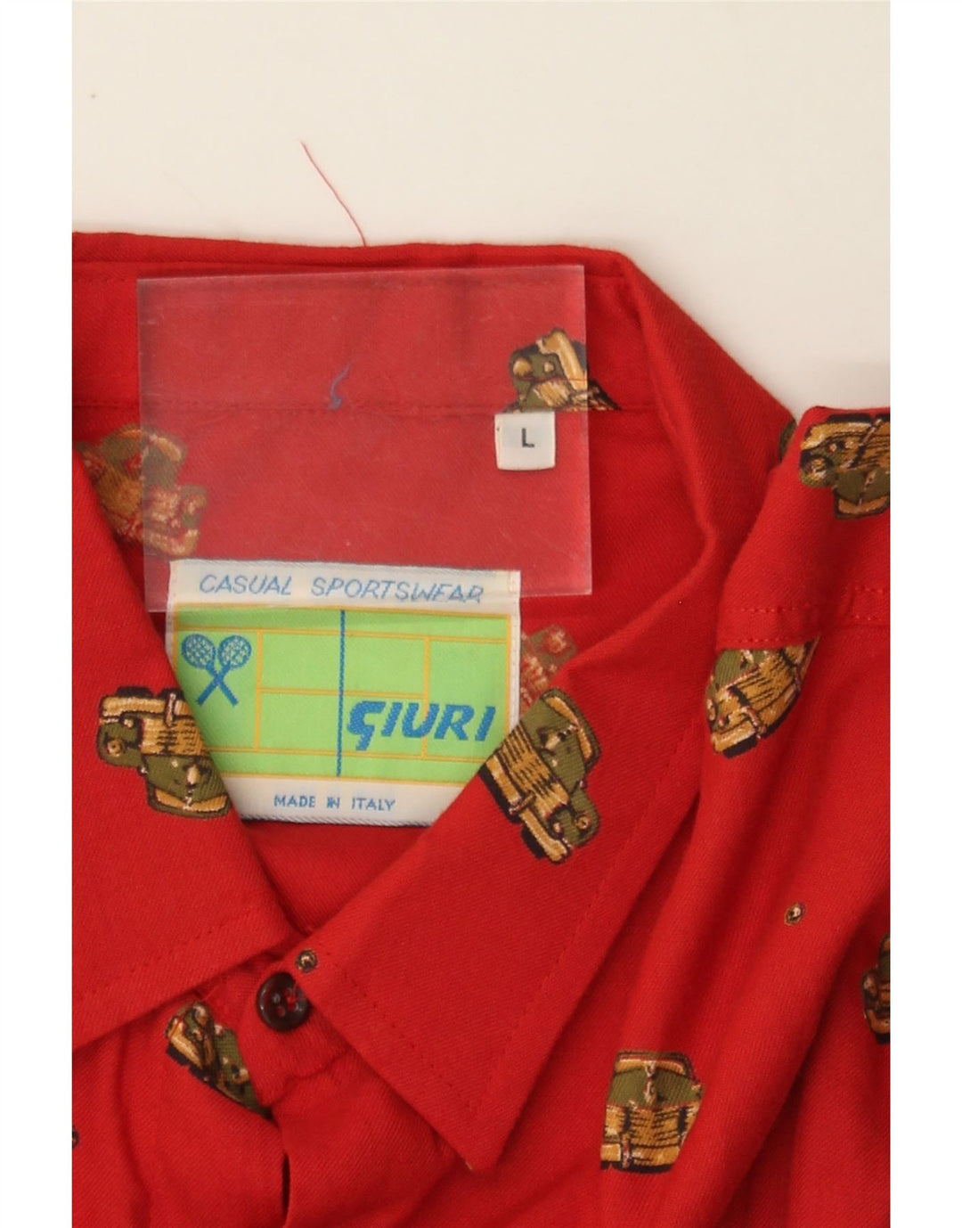 VINTAGE Mens Abstract Pattern Shirt Large Red Vintage Vintage and Second-Hand Vintage from Messina Hembry 