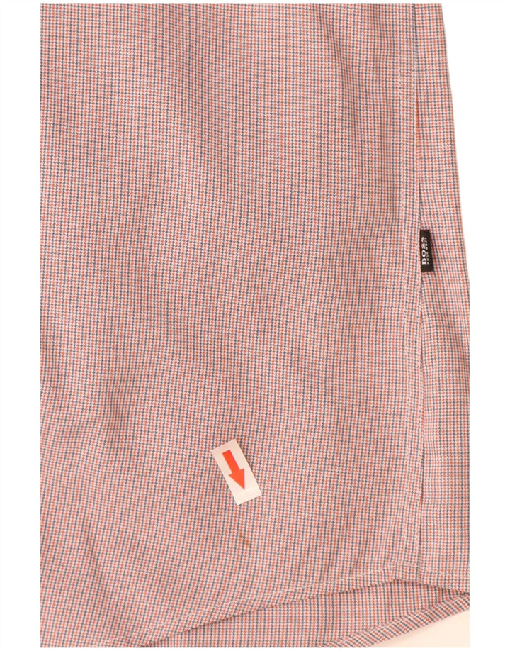Cămașă Slim Fit pentru bărbați Hugo Boss, din bumbac mare portocaliu Houndstooth