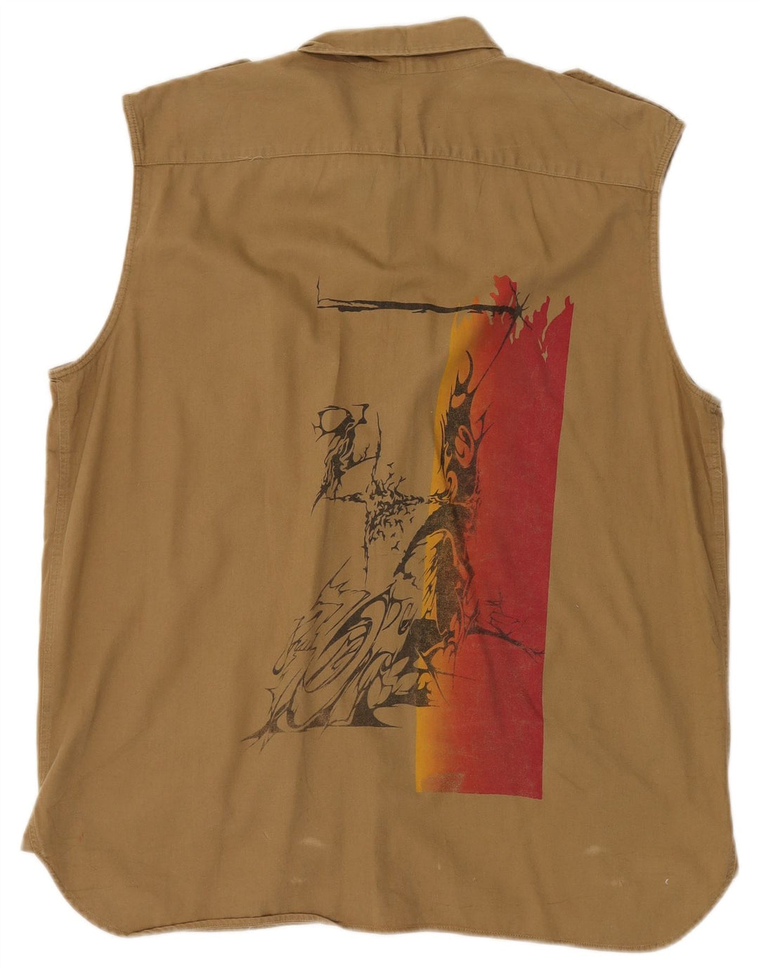 Cămașă militară fără mâneci vintage pentru bărbați, bumbac kaki XL