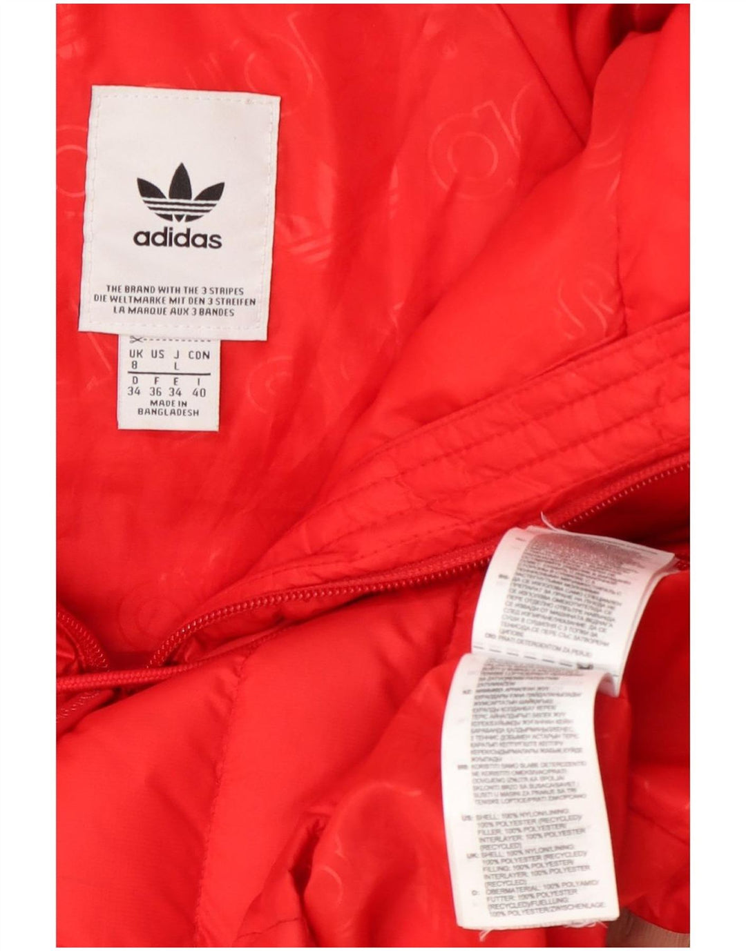 Jachetă căptușită cu glugă Adidas pentru femei UK 8 Small Orange Nylon