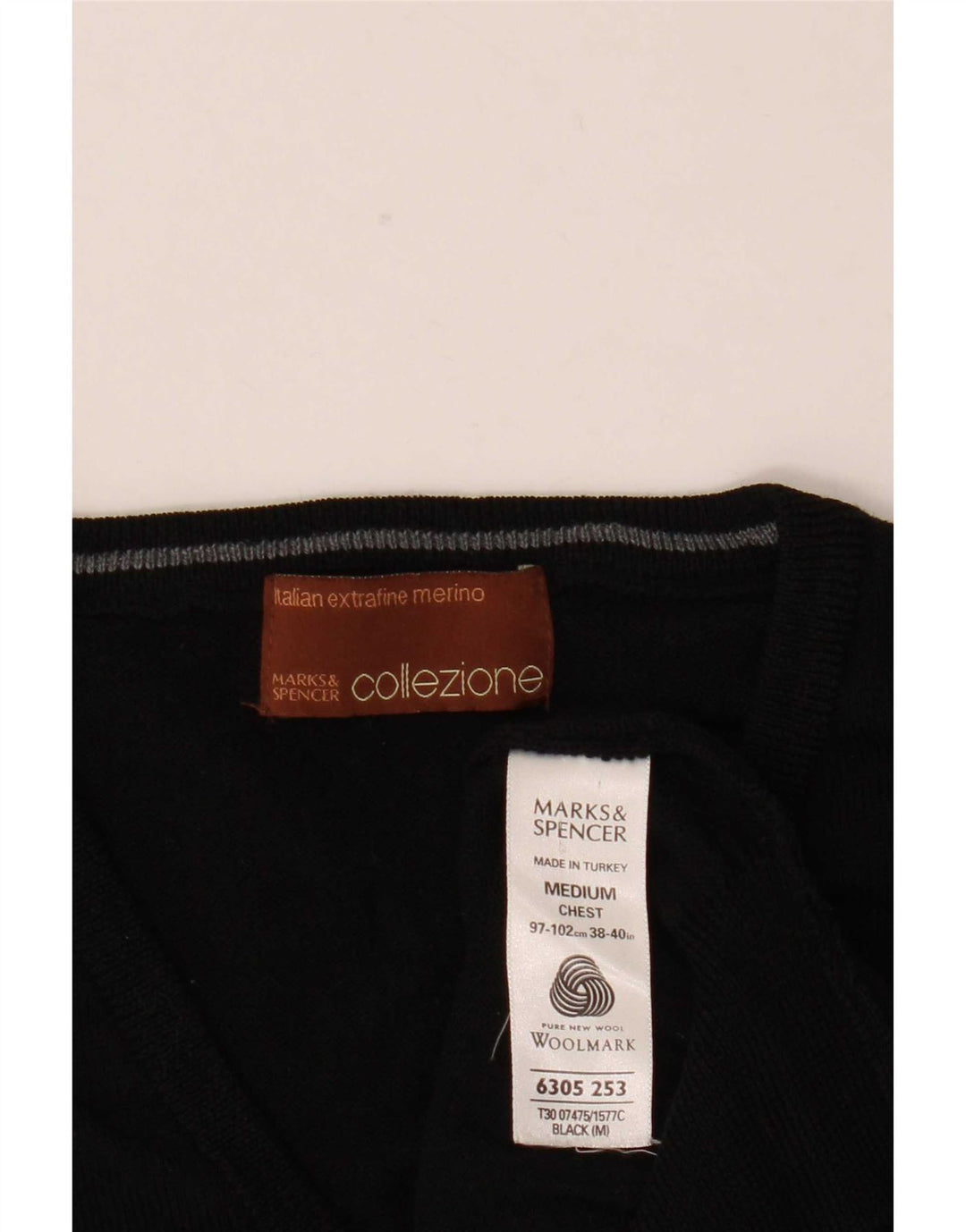 Marks & Spencer Vest pentru bărbați Tank Top Lână Merinos Negru Mediu