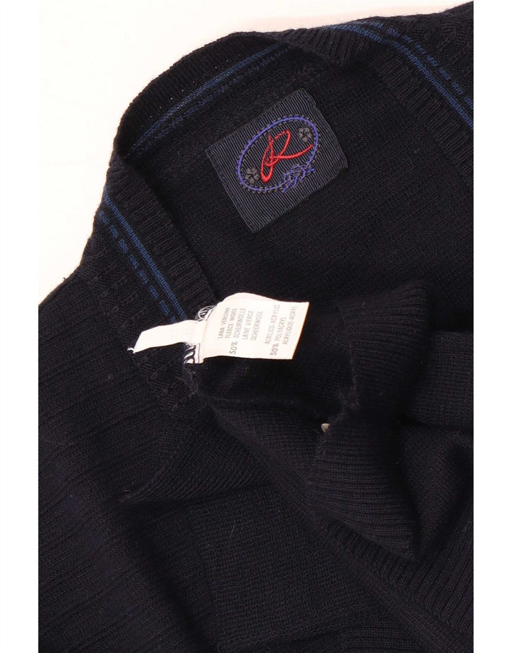 Cardigan Vintage pentru bărbați cu grafică XL Lână bleumarin