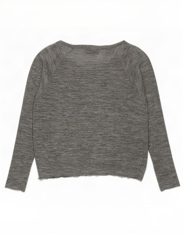 Topshop Pulover supradimensionat pentru femei cu gât de barcă UK 12 Medium Gri Pete