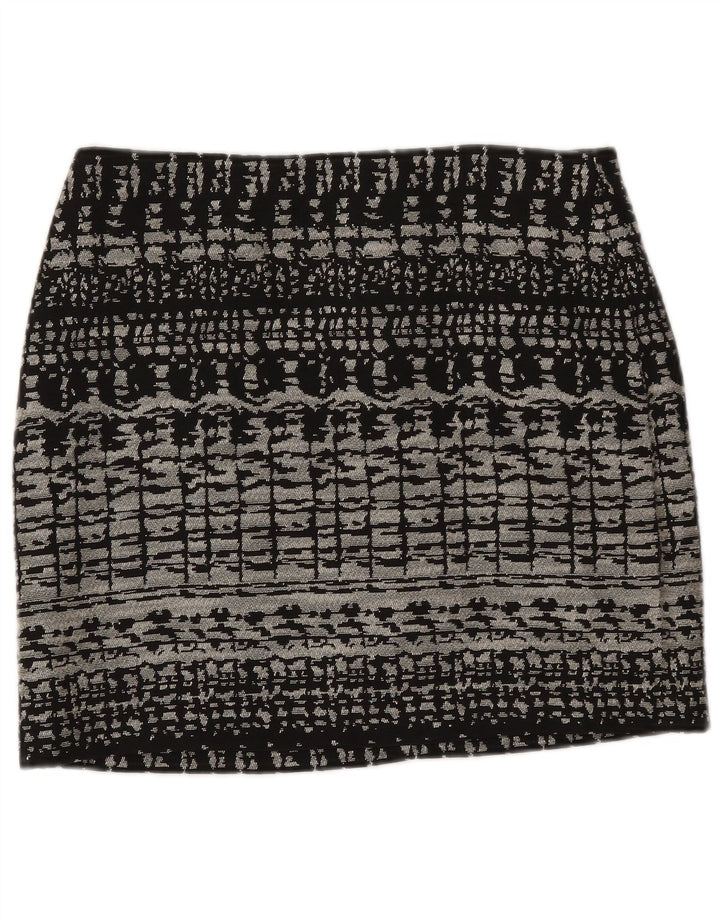 Fusta mini pentru femei Marks & Spencer UK 12 Medium W31 Bumbac geometric negru