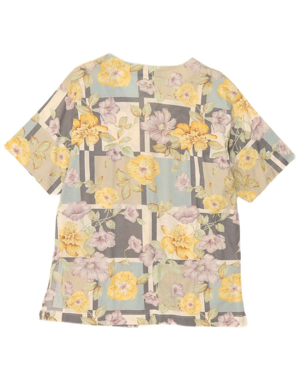 Bluză cămașă vintage pentru femei cu mânecă scurtă IT 46 mare, multicoloră, florală