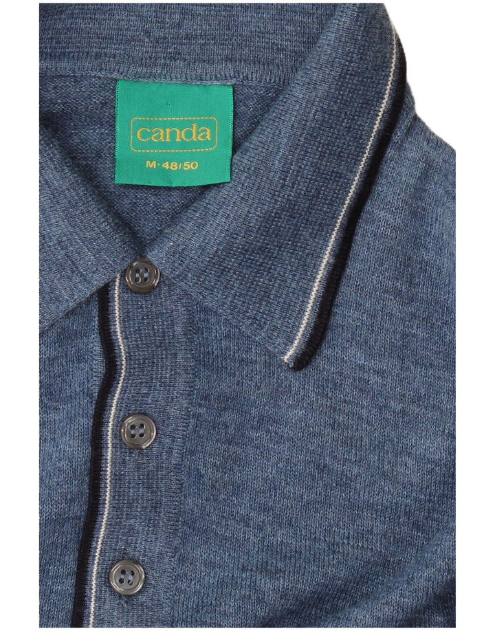 Pulover pentru bărbați Canda cu gât polo IT 48/50 Lână virgină albastră medie