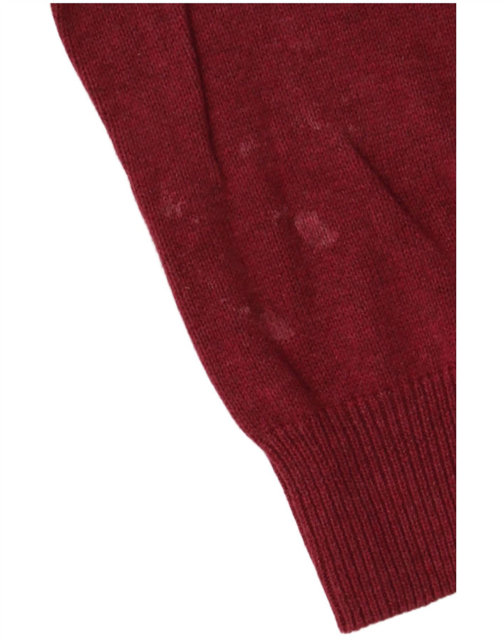 Pulover pentru bărbați Marks & Spencer, cu decolteu în V, bumbac mediu burgundy