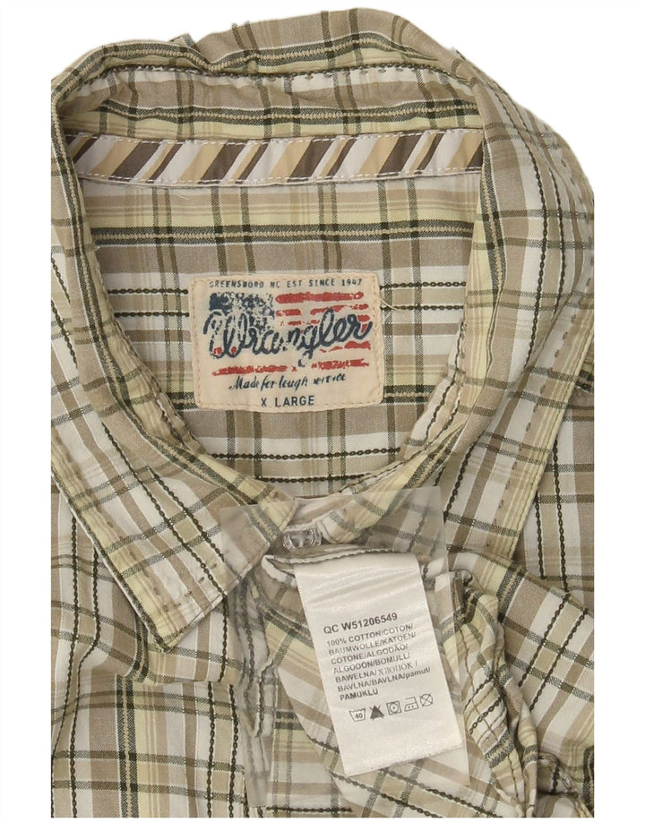 Cămașă cu mânecă scurtă pentru bărbați Wrangler XL, bumbac cu carouri bej