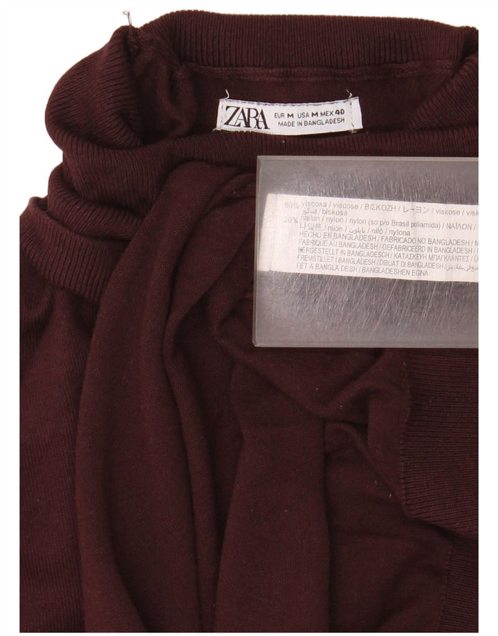 Pulover pentru bărbați Zara cu gât rulat, viscoză mediu burgundă