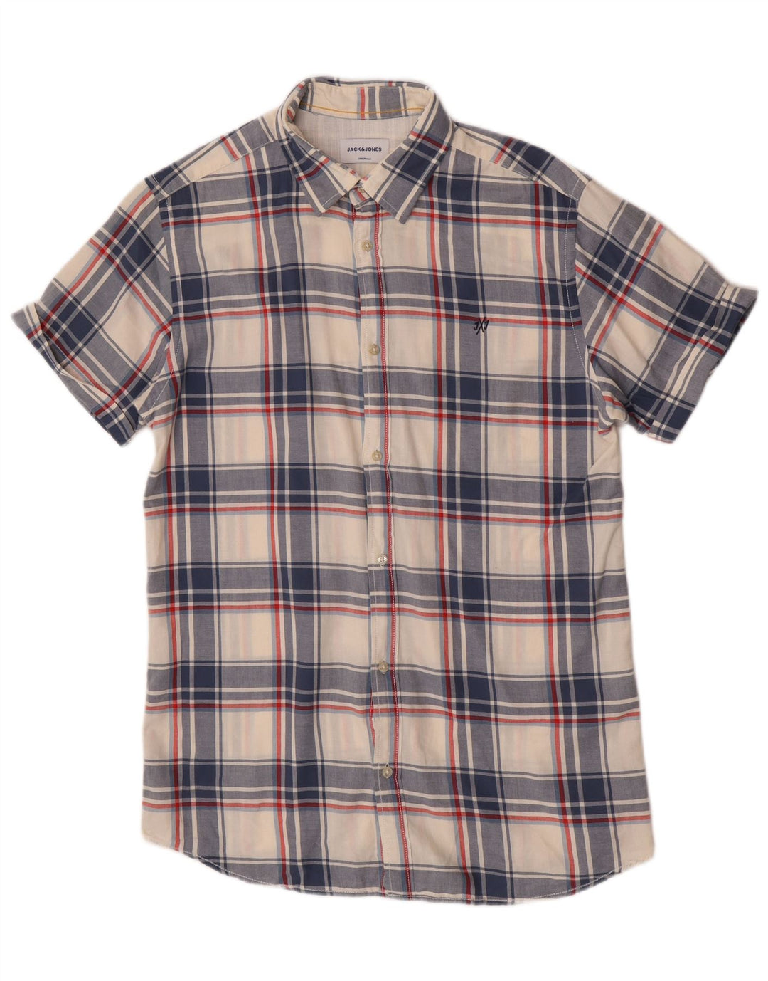 Cămașă Jack & Jones pentru bărbați cu mânecă scurtă, mare, albastru, din bumbac