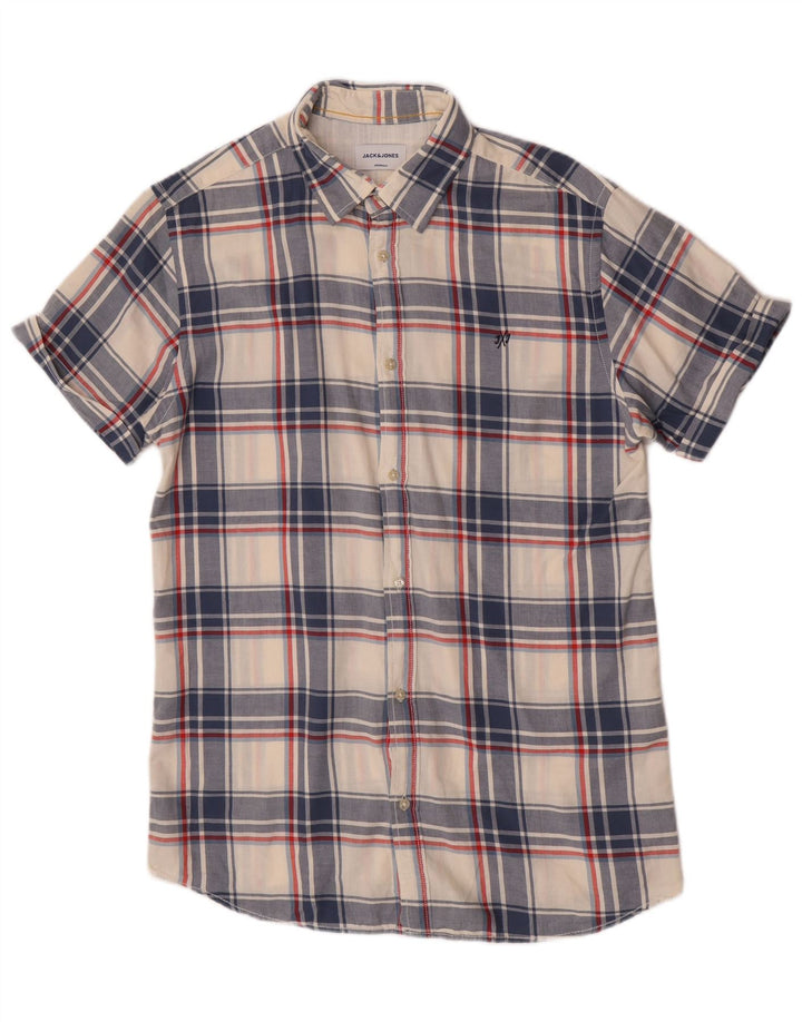Cămașă Jack & Jones pentru bărbați cu mânecă scurtă, mare, albastru, din bumbac