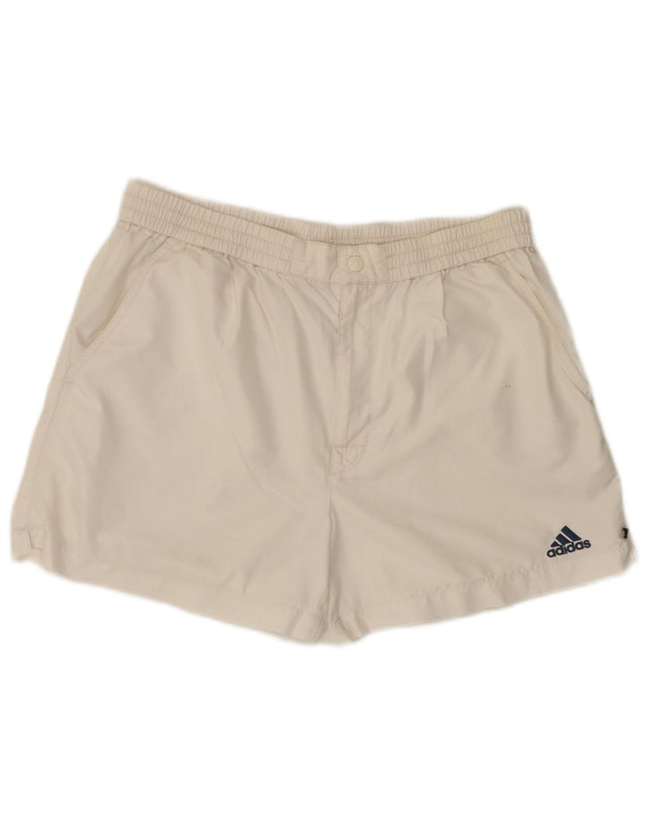 Pantaloni scurți de înot Adidas pentru bărbați, poliester alb mediu
