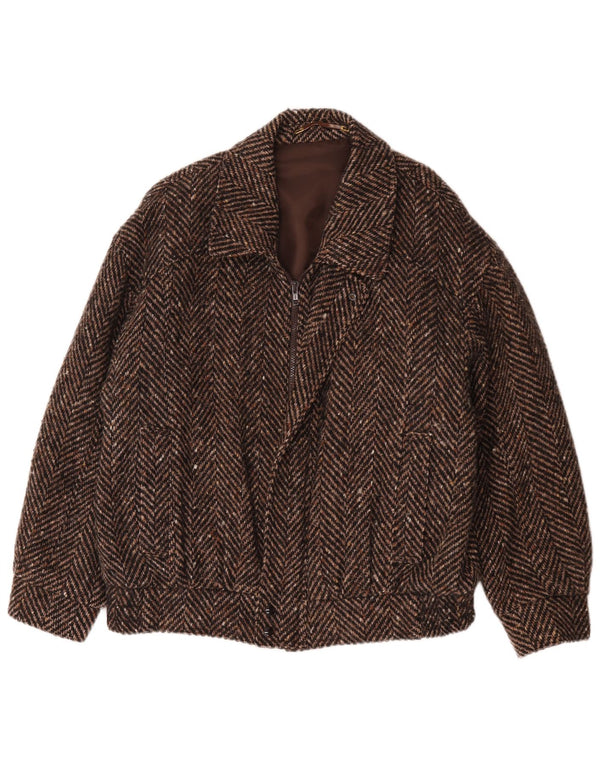 Jachetă Bomber Vintage pentru bărbați Marea Britanie 42 XL Lână maro în spinare