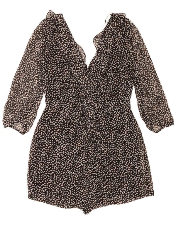 Costum pentru femei Zara cu mâneci 3/4 UK 14, mare, negru, cu flori din poliester