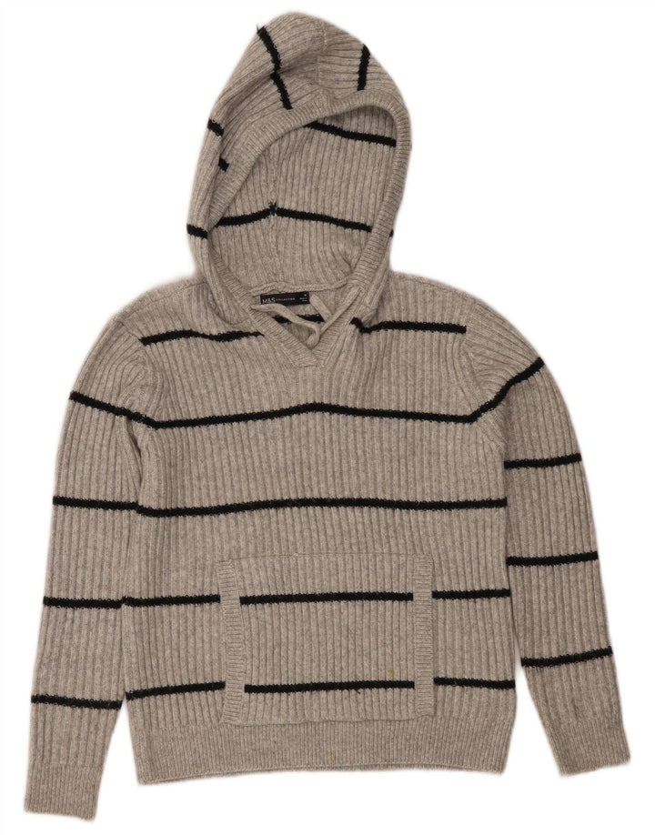 Pulover cu glugă pentru femei Marks & Spencer UK 14 Medium Gri cu dungi