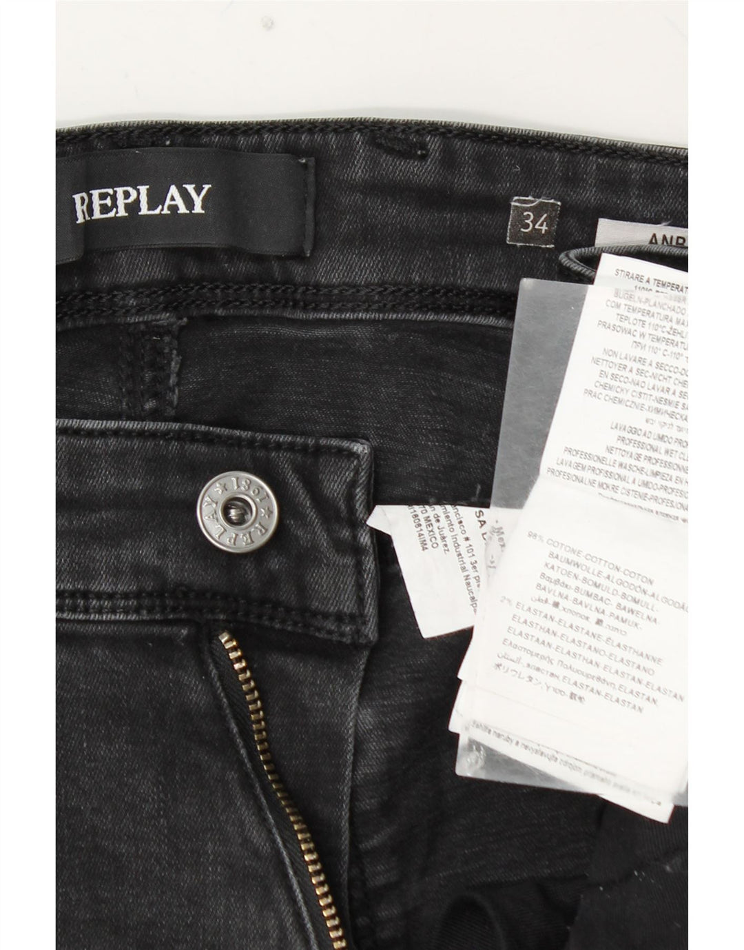 REPLAY Blugi Anbass Slim pentru femei W34 L30 bumbac gri