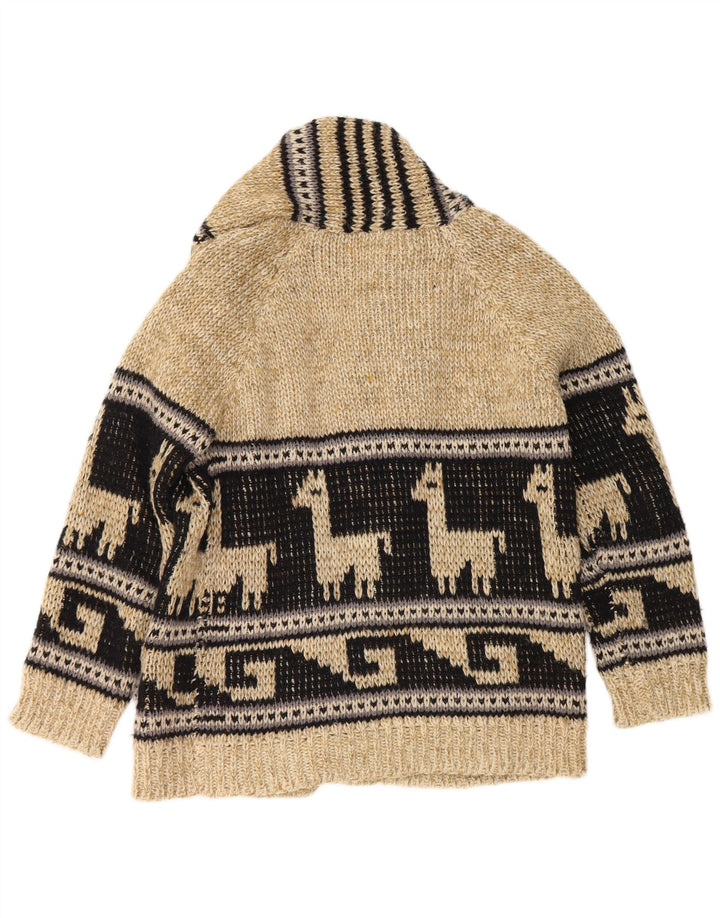 Pulover cardigan deschis pentru bărbați vintage, bej mediu, bloc de culoare