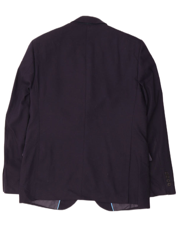 Jachetă pentru bărbați Marks & Spencer, subțire, cu 2 nasturi, UK 42 XL Lână bleumarin