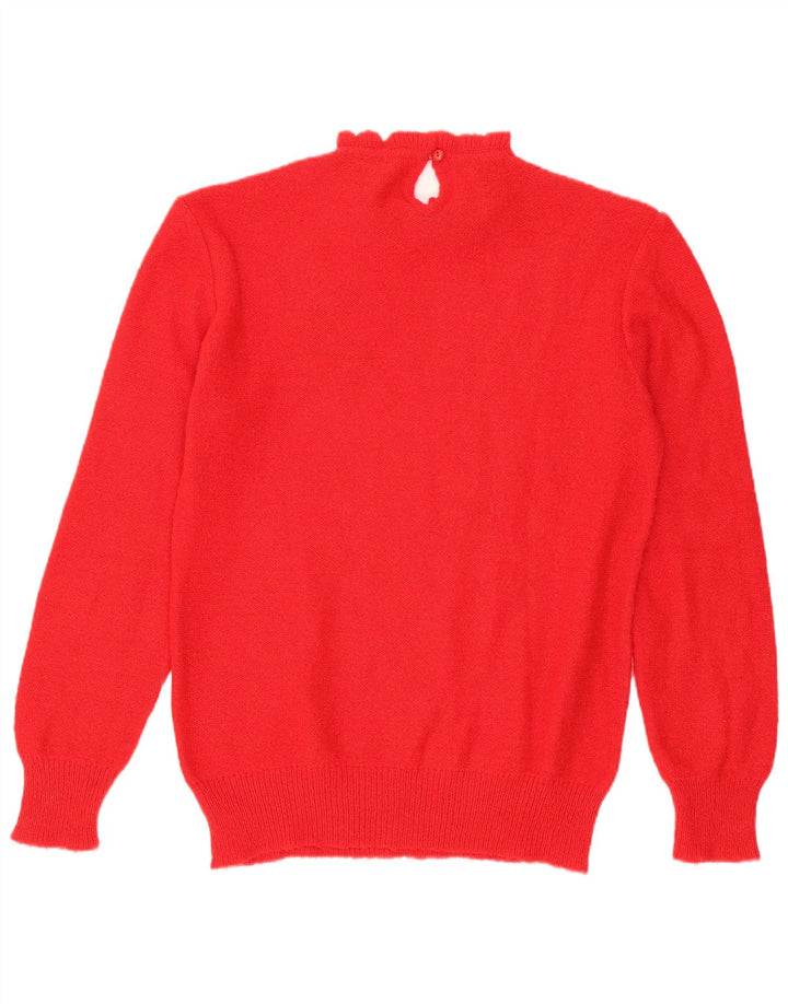 Pulover vintage cu gât țestoasă pentru femei UK 14 Fluture roșu mediu