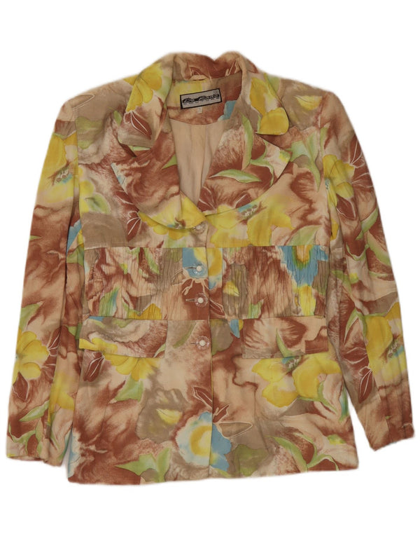 Jachetă vintage pentru femei cu 4 nasturi, UK 10, multicoloră, florală