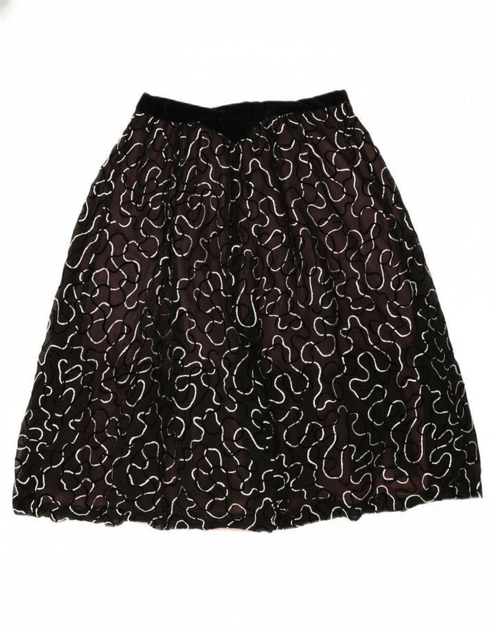 VINTAGE Womens Abstract Pattern A-Line Skirt W30 Medium Black