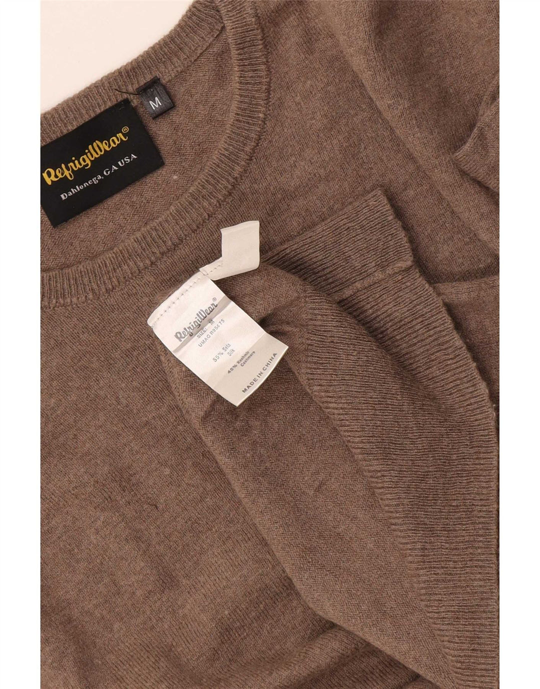 Refrigiwear Pulover pentru bărbați cu gât crew din mătase maro medie