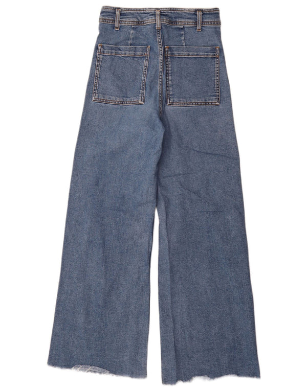 Blugi Zara femei cu talie înaltă cu picioare largi EU 38 Mici L28 L30 Bumbac albastru