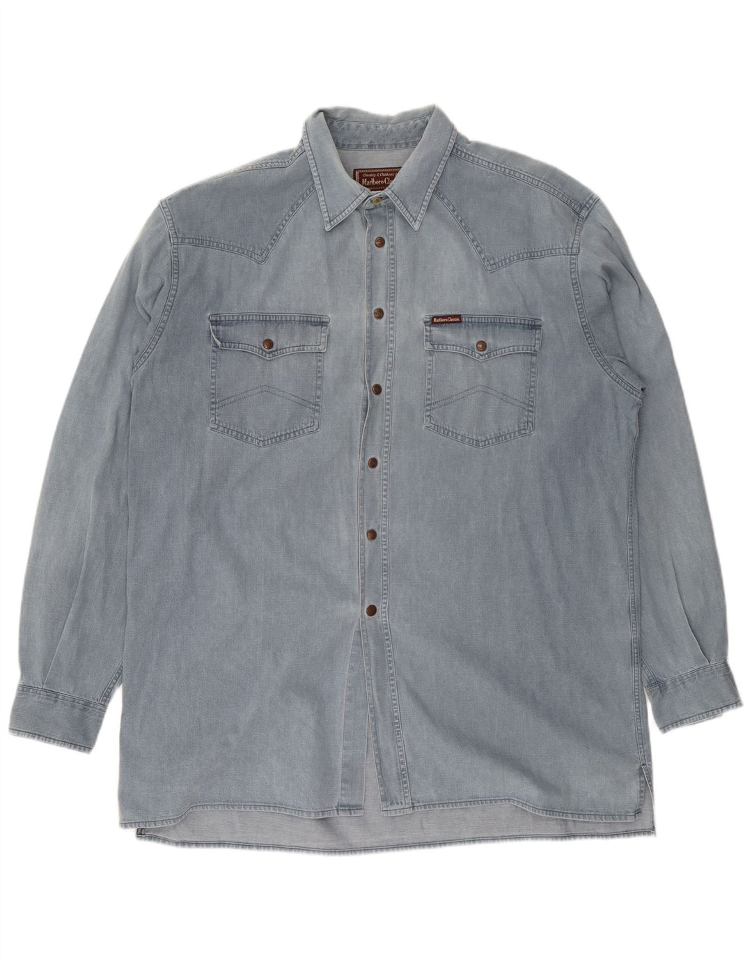 Cămașă din blugi pentru bărbați Marlboro Classics, bumbac albastru 2XL