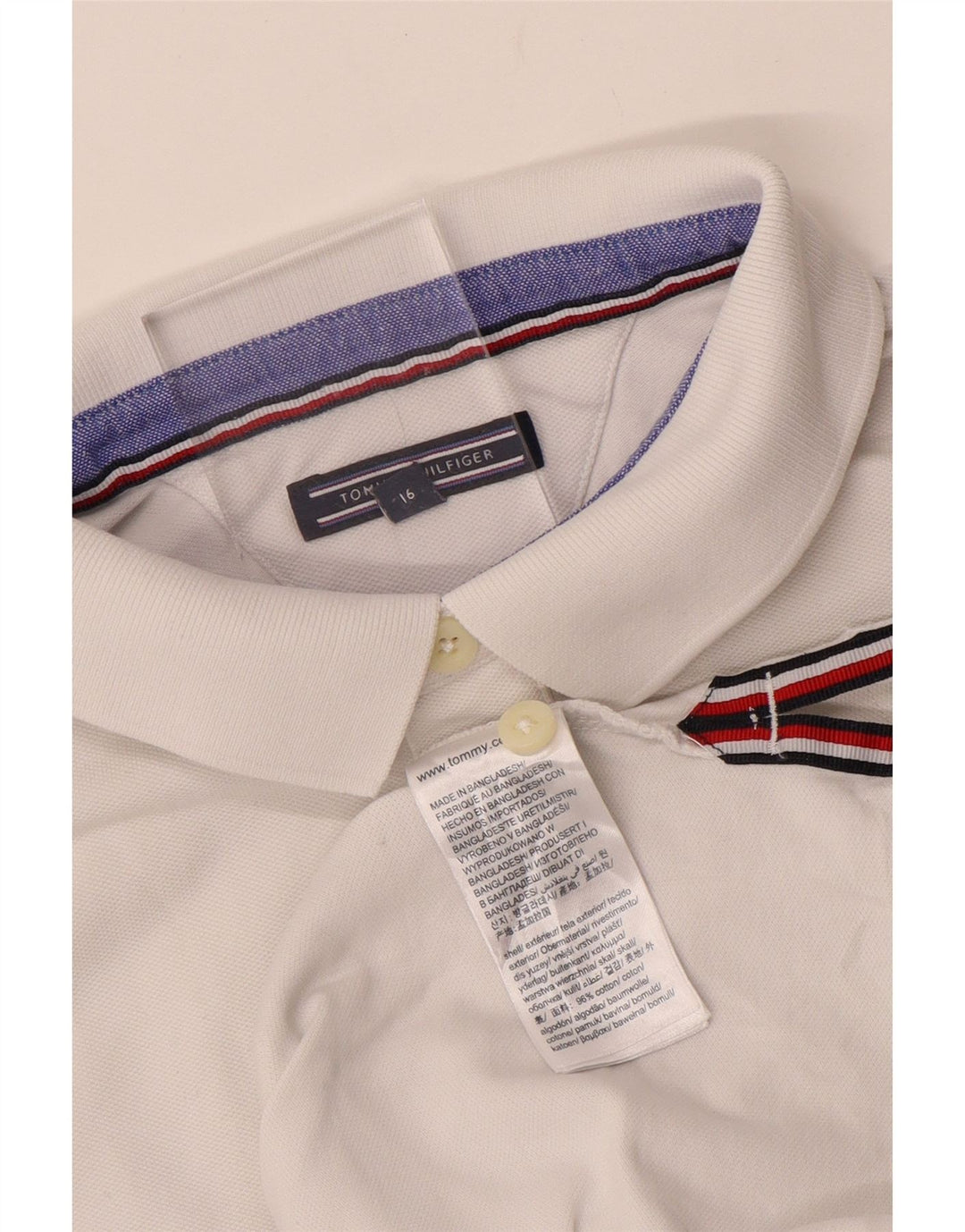 TOMMY HILFIGER Tricou Polo Băieți 15-16 Ani Bumbac Alb