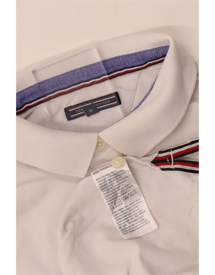 TOMMY HILFIGER Tricou Polo Băieți 15-16 Ani Bumbac Alb
