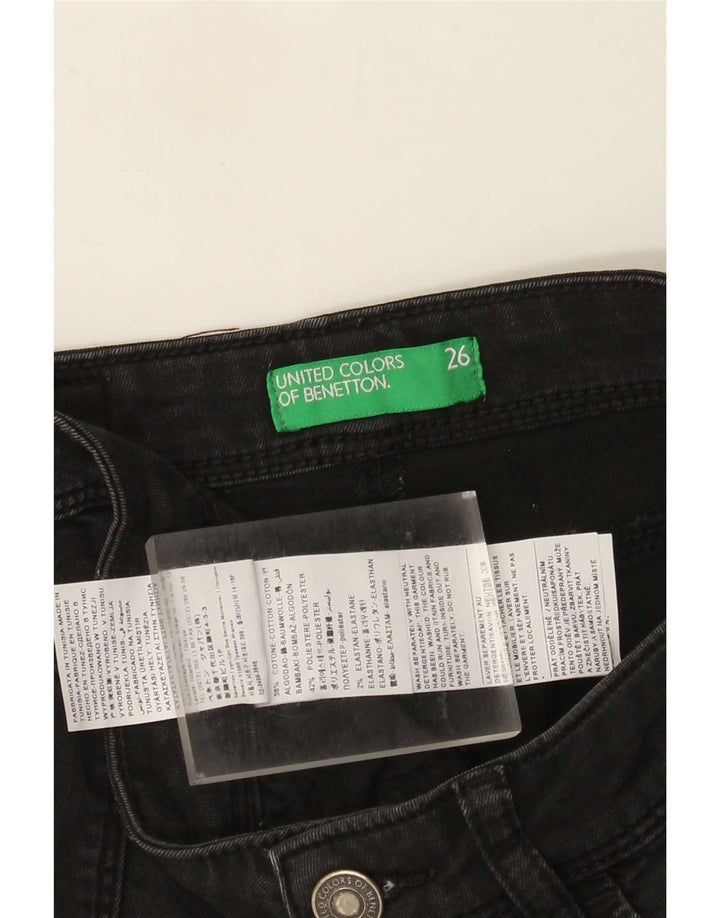 Blugi slim pentru femei Benetton W26 L29 bumbac negru