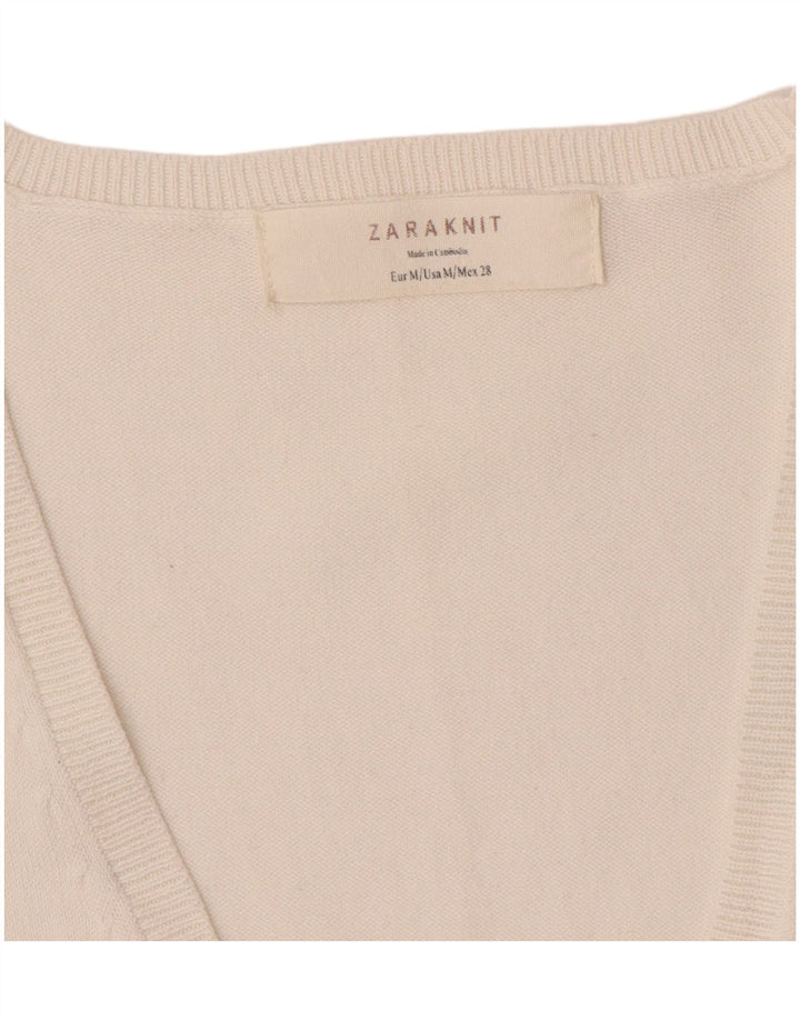 Pulover cardigan pentru femei Zara UK 12 Medium White