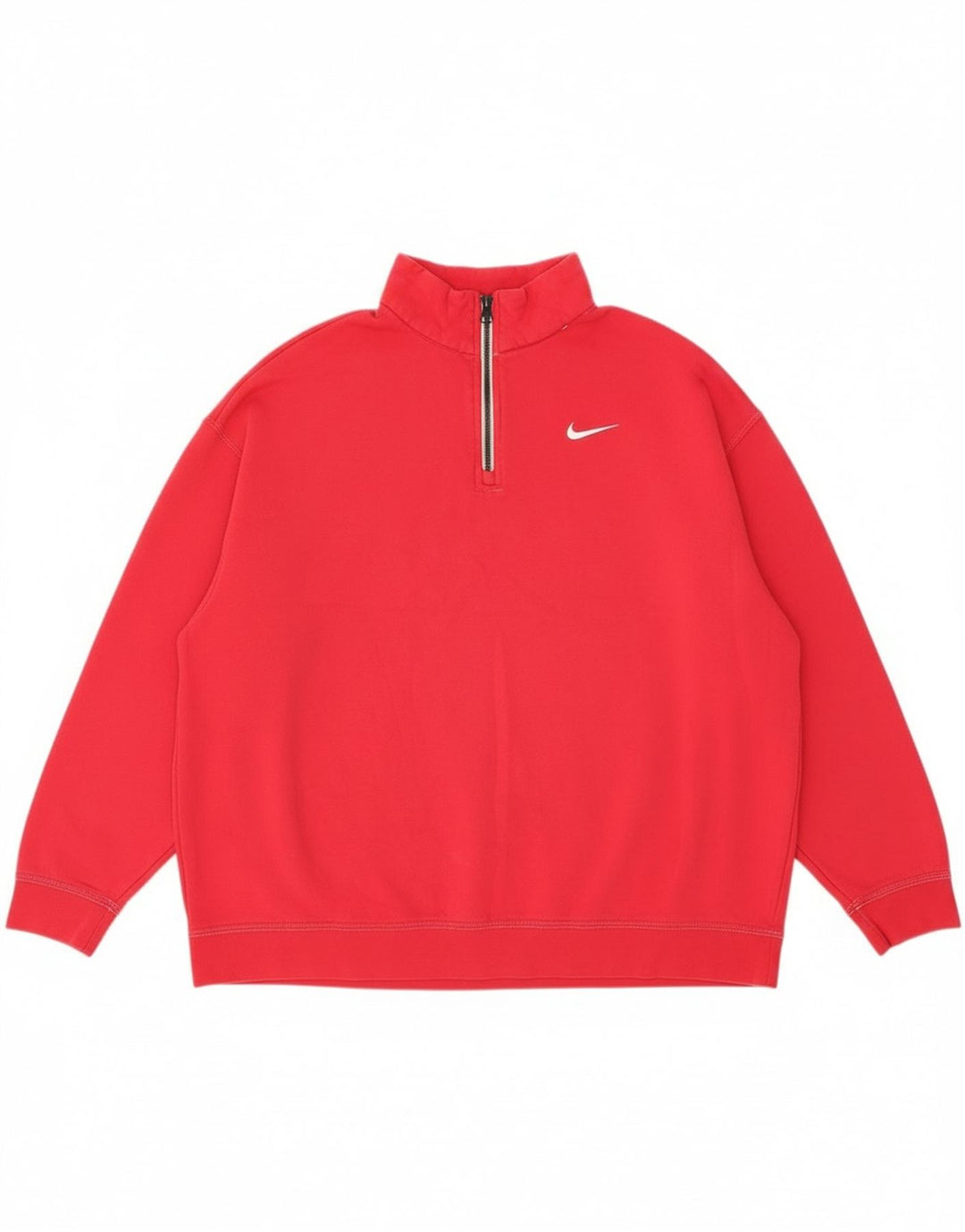 Pulover Nike pentru femei, supradimensionat, cu fermoar și gât, UK 14, bumbac roz mediu