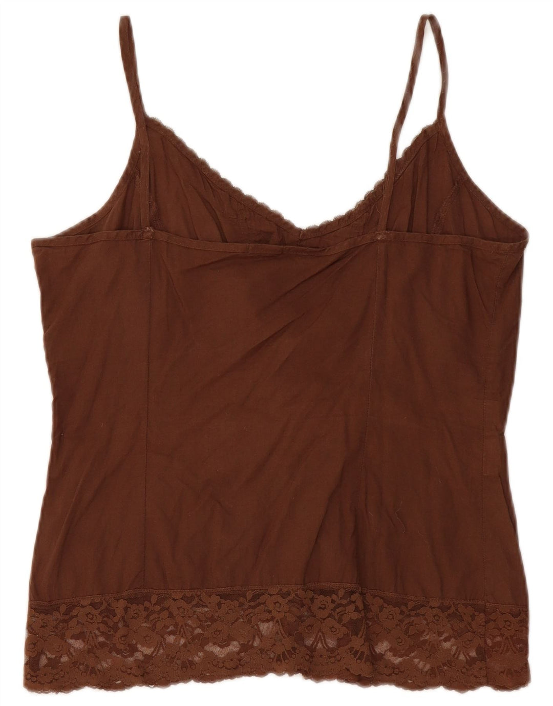 Benetton Crop Cami Top pentru femei UK 12, bumbac maro mediu