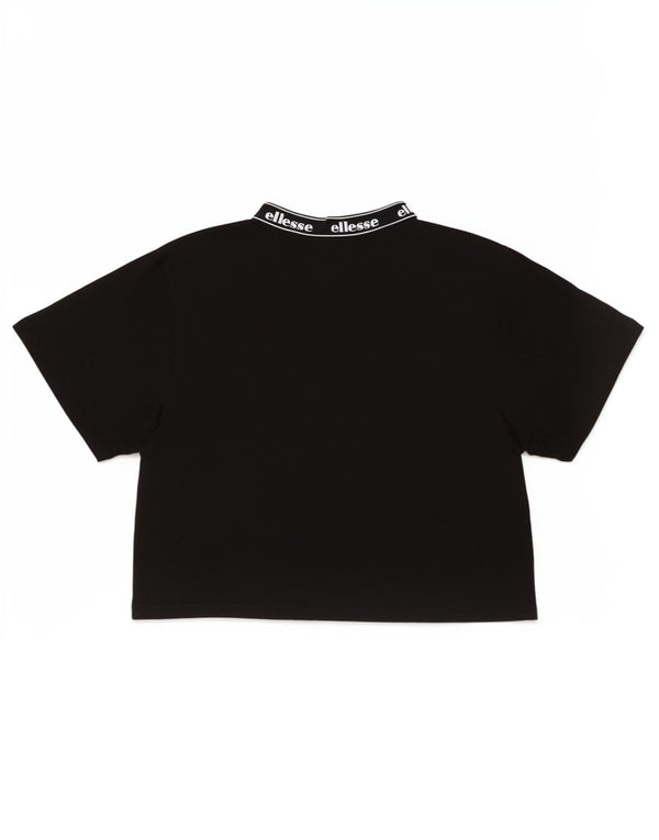 Tricou cu grafic crop pentru femei Ellesse, UK 12, bumbac mediu negru