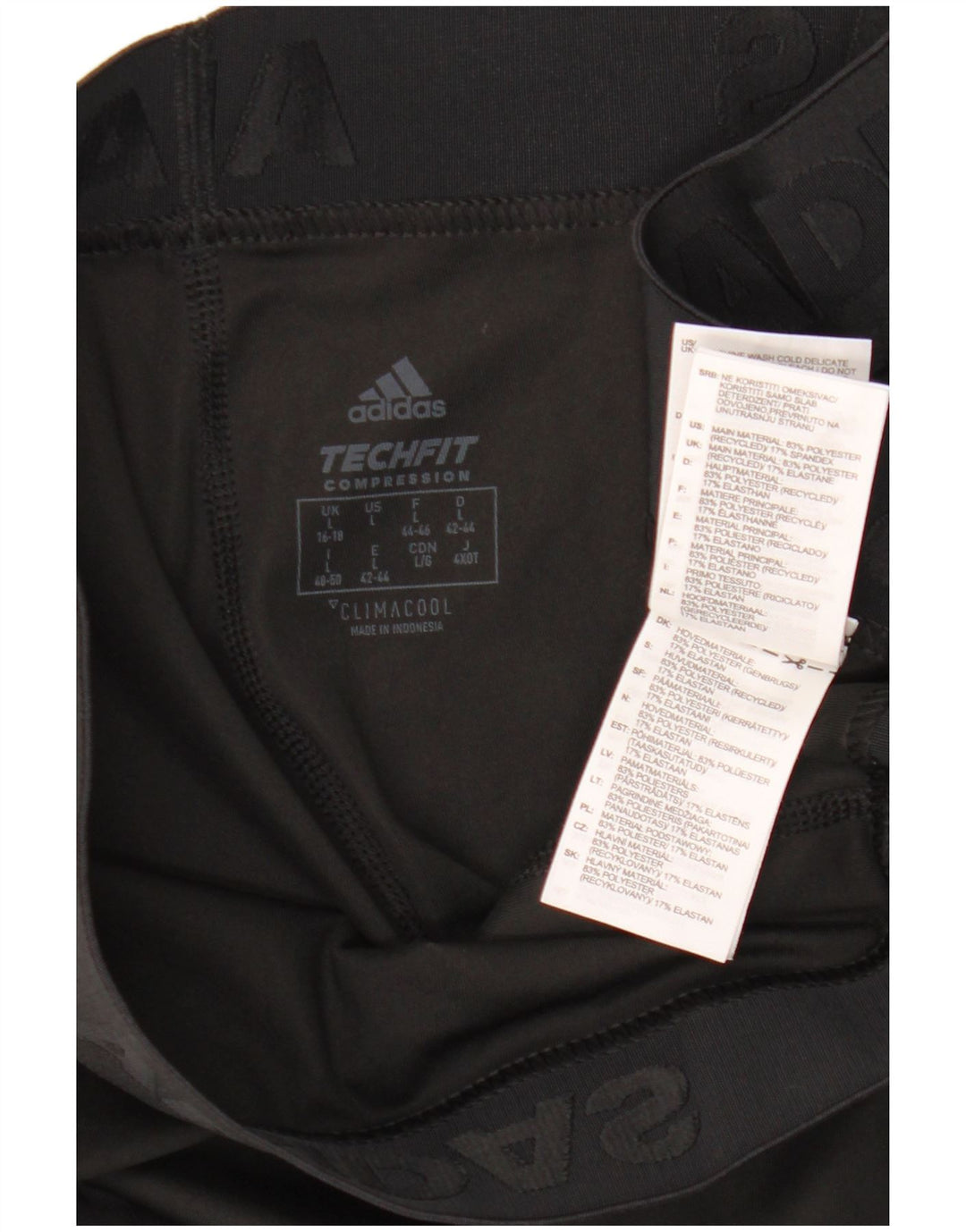 Leggings Capri Adidas pentru femei Tech Fit Marea Britanie 16/18 Poliester negru mare