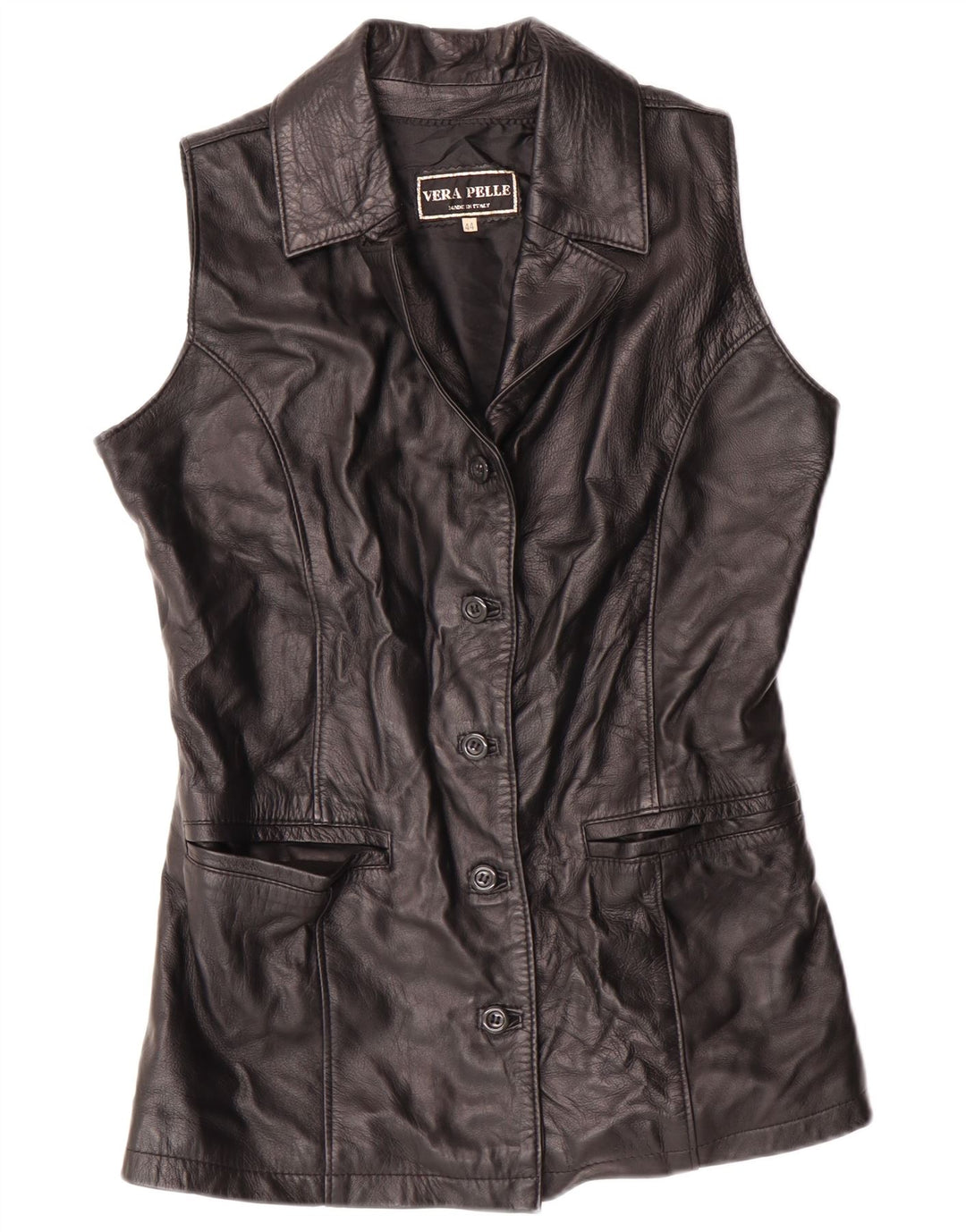 Gilet din piele pentru femei VINTAGE IT 44 Medium Black Leather