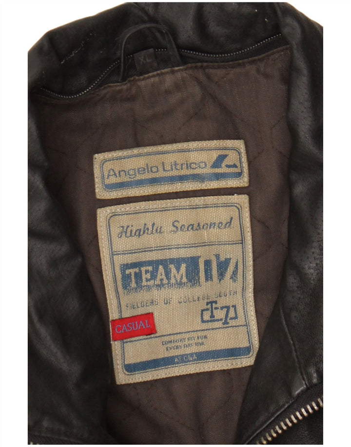 Jachetă de piele pentru bărbați Angelo Litrico UK 42 XL, piele neagră