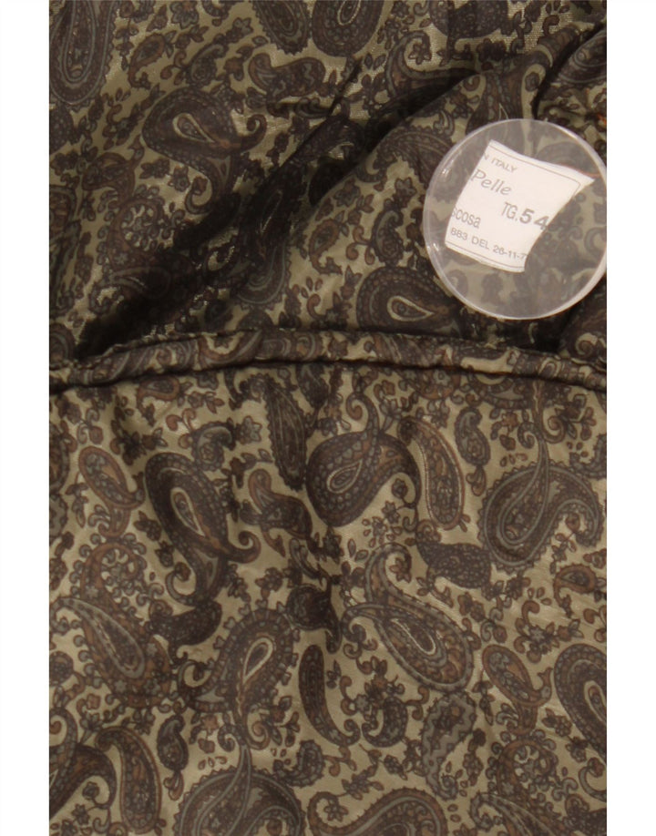 Gilet căptușit pentru bărbați din piele intoarsa VINTAGE IT 54 2XL din piele maro Paisley