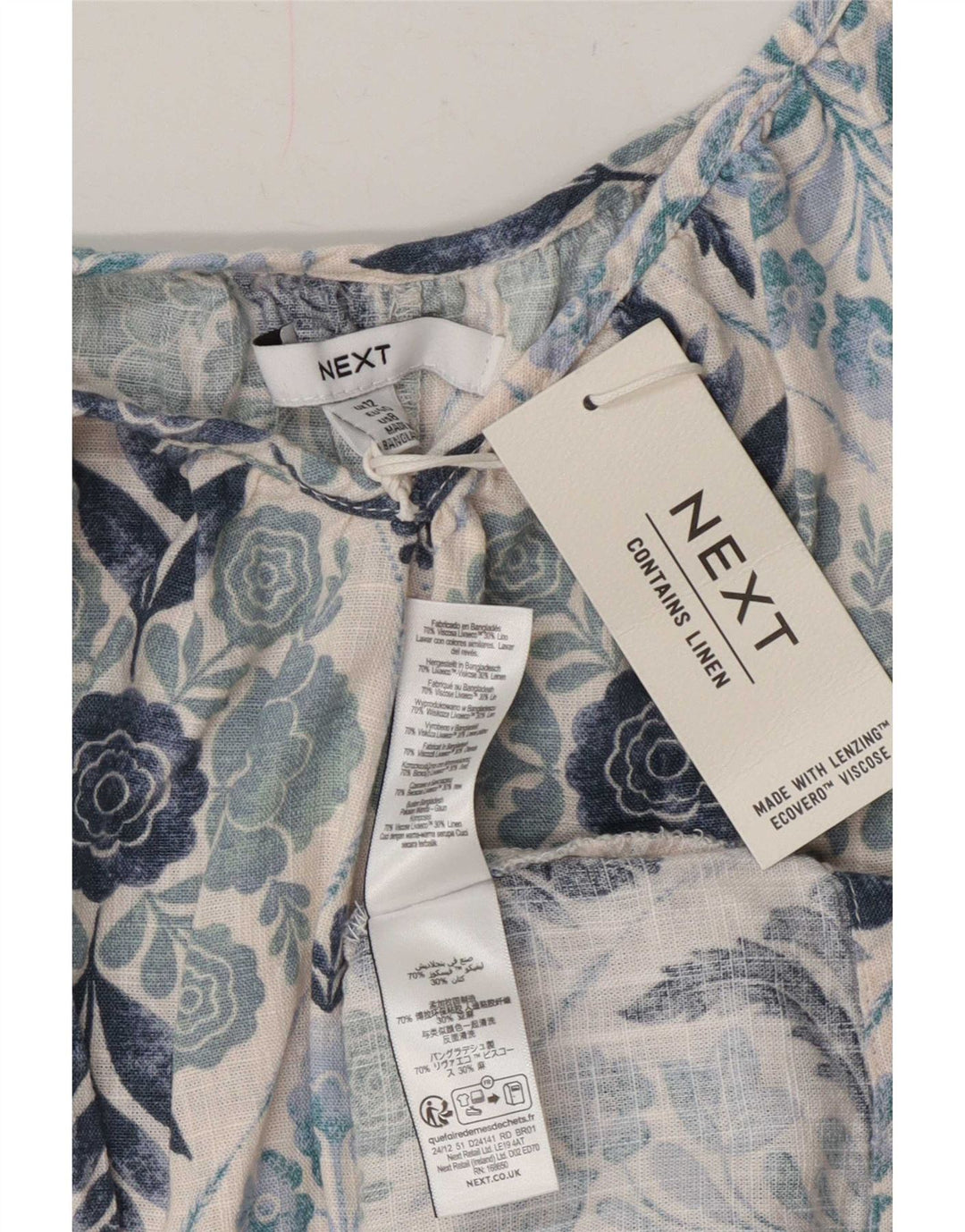 Următorul Rochie de soare supradimensionată fără mâneci pentru femei UK 12 Medium Blue Floral Bohemian