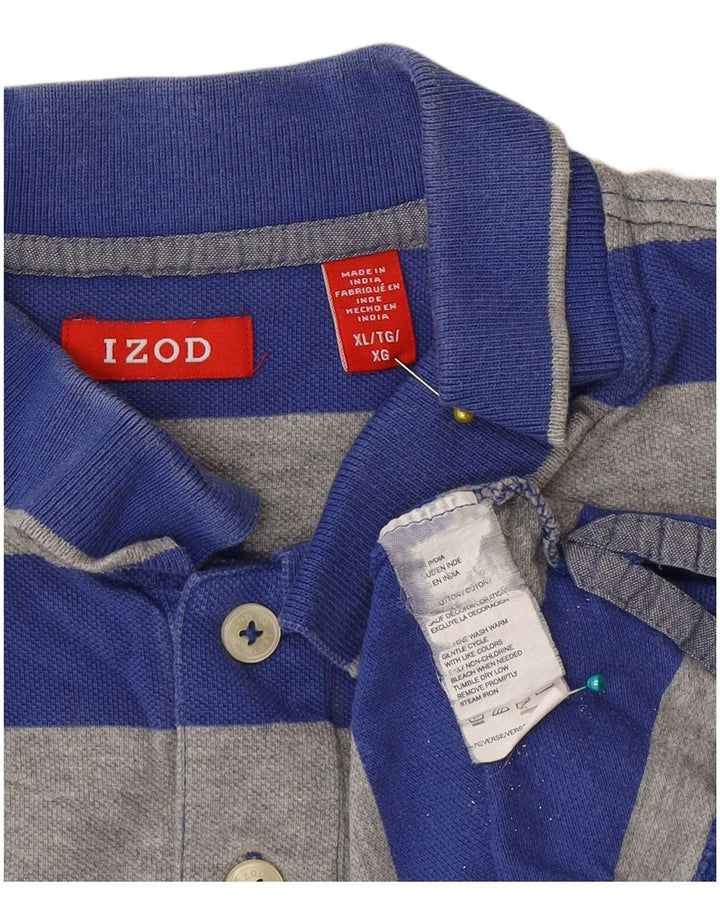 Cămașă polo Izod pentru bărbați XL, bumbac cu dungi albastre