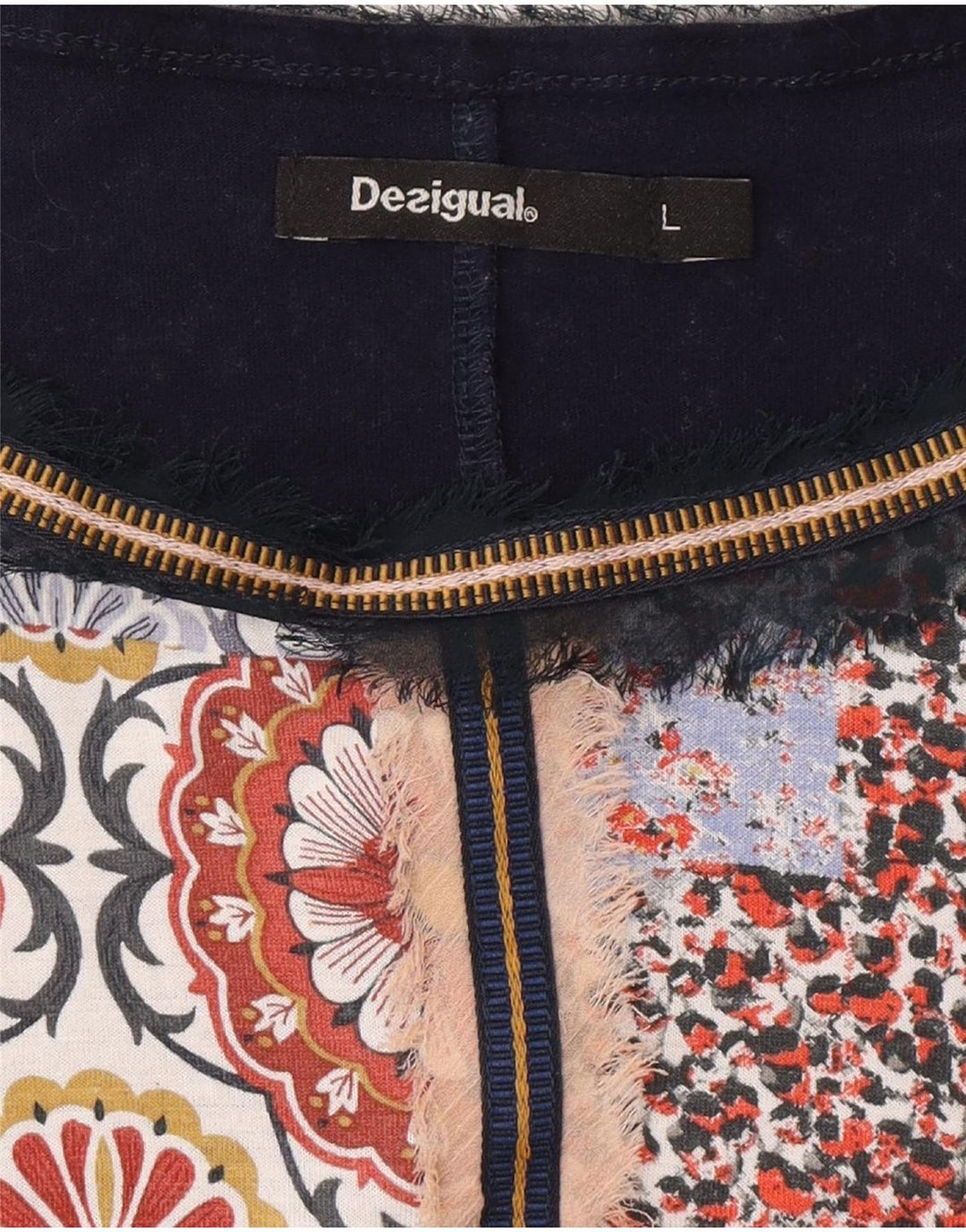 Bluză Desigual pentru femei Poncho Top UK 14 mare bleumarin patchwork boem