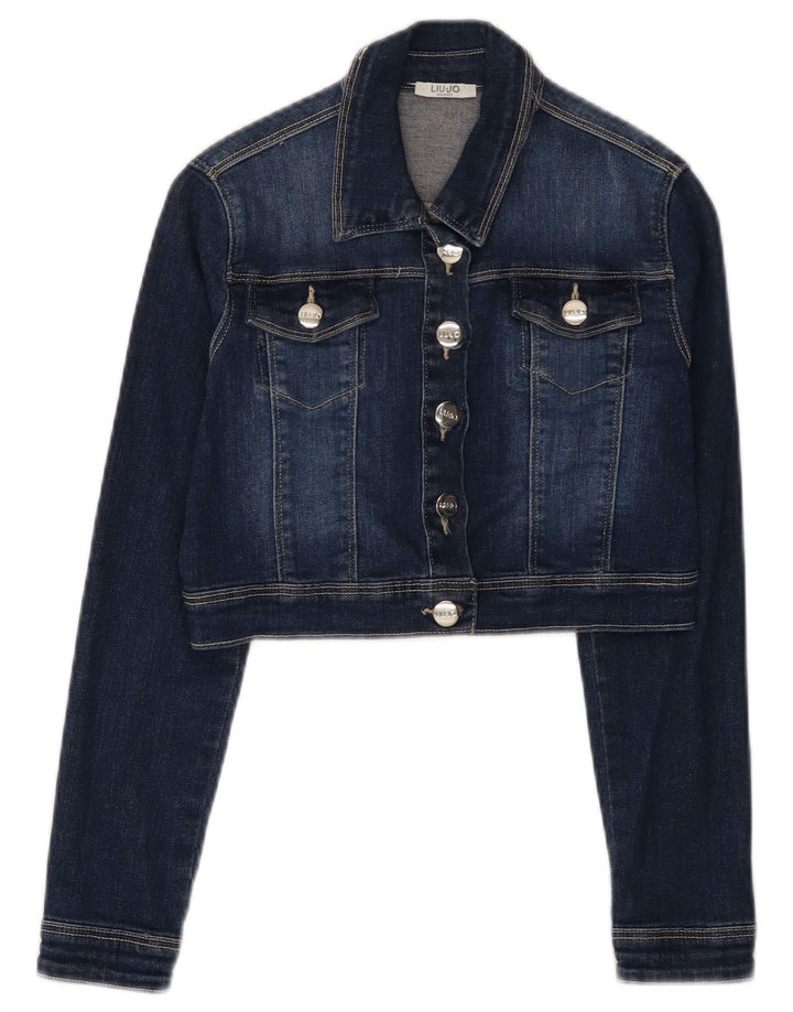 LIU JO Girls Crop Denim Jacket 11-12 Years Blue Cotton