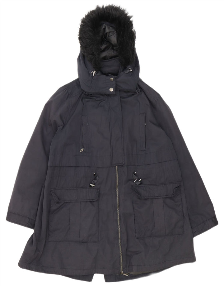Jachetă parka supradimensionată cu glugă pentru femei Monsoon UK 18 XL poliester bleumarin