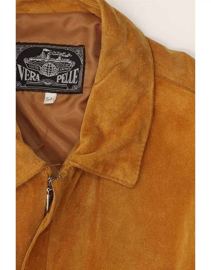 Jachetă vintage pentru bărbați din piele intoarsa IT 54 2XL din piele maro