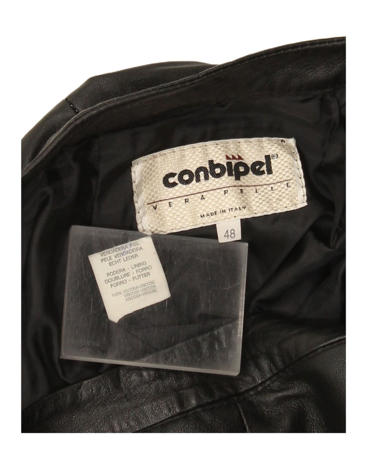 Pantaloni drepti din piele pentru femei Conbipel IT 48 XL W30 L29 piele neagră