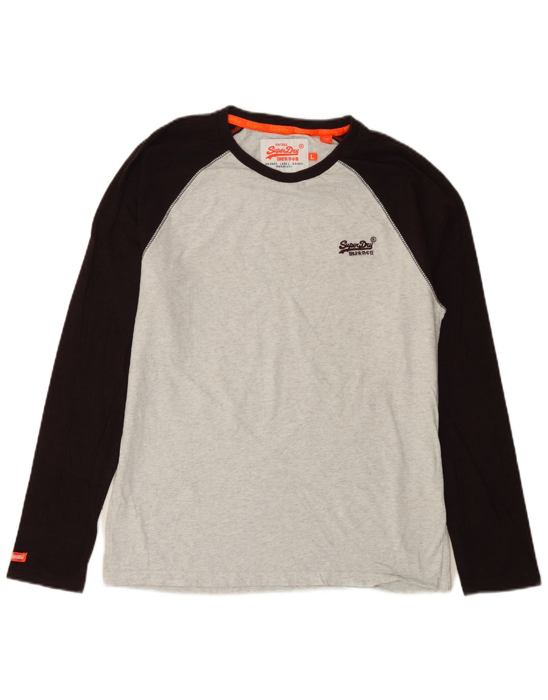 Top pentru bărbați Superdry cu mânecă lungă, mare, gri, color block, bumbac