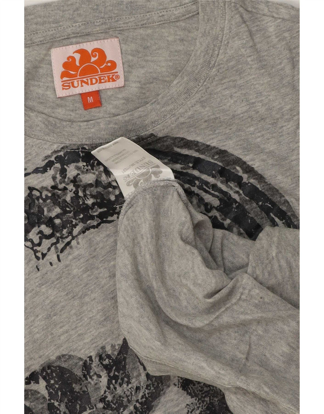 Tricou grafic Sundek pentru bărbați Top din bumbac cu pete gri mediu